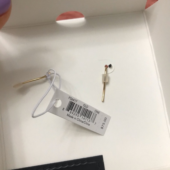 Coach Open Circle Stone Earring On Wire - Picture 3 of 3